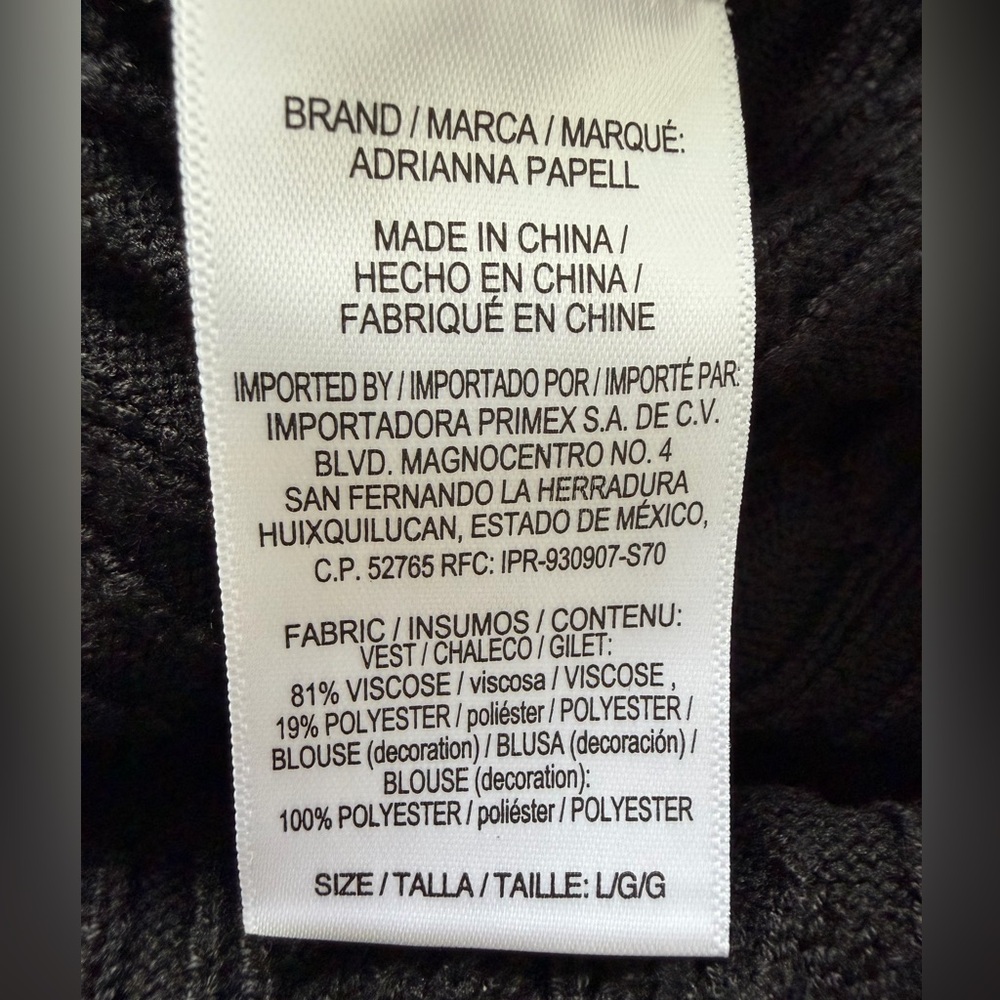 Adrianna Papell Women's Twofer Sweater Vest Blouse BLACK Size Large Fits 12-14 - Picture 6 of 7